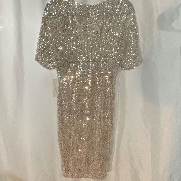 VENUS Sparkling Beige Sequin Top - Picture 4 of 5